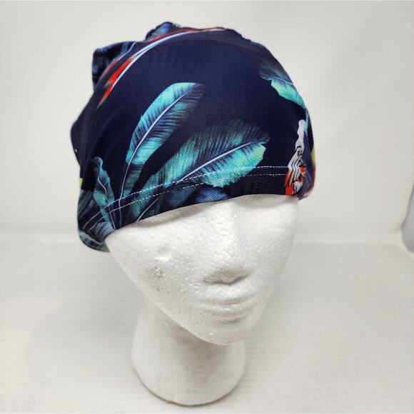 Fabric Swim Cap Sun Cap Polyester Tropical Print Not waterproof One Size New - Picture 2 of 4